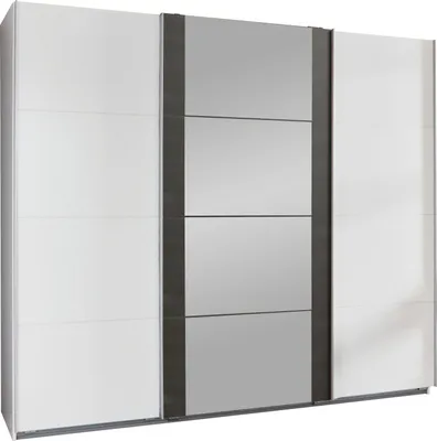 Immagine prodotto di Armadio ad ante scorrevoli Berna Armadio design selezionabile, bianco / acciaio grezzo, 270x64x210cm