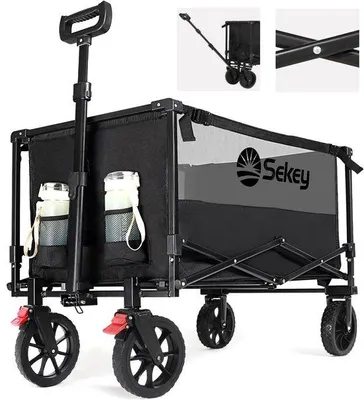 Produktbild von Famanu XXL Faltbarer Bollerwagen - 150 kg Tragkraft - Schwarz
