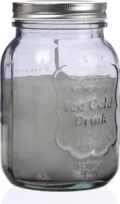 Duftkerze CITRONELLA - Echtwachs im Glas mit Deckel - H- 16-5cm - gegen Stechmuecken - rauchgrau