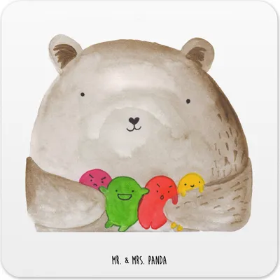 Produktbild von Mr. & Mrs. Panda Untersetzer für Gläser Bär Gefühl 6er Set - Weiß - Geschenk, Tischuntersetzer, Durchgedreht, Teddy, Coaster, Getränkeuntersetzer, Verrückt, Wahnsinn