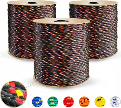 Produktbild von Polypropylenseil 8mm Schnur Polypropylen Seil Tauwerk Flechtleine Schwarz – mit Kennfäden – UV-beständig 50m