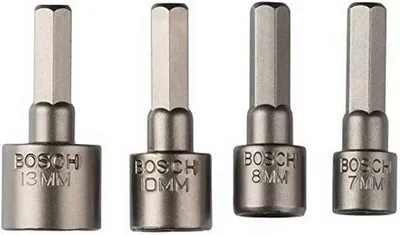 Produktbild von Bosch 2 609 255 904, 4 Stück(e), Hexagonal, 25,4 / 4 mm (1 / 4"), 7, 8, 10, 13, Edelstahl
