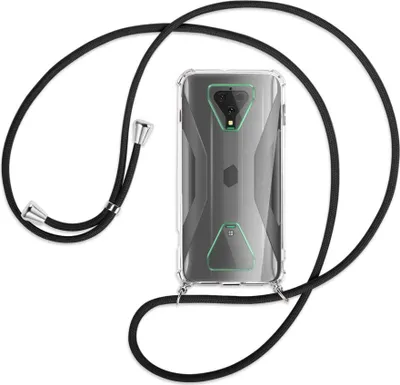 Produktbild von Handykette Backcover-Schutzhülle mit Band (Metall silberfarben) für Xiaomi Black Shark 3 - schwarz