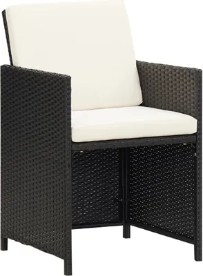Image de vidaXL Chaises de jardin avec coussins 4 pcs. noir poly rotin