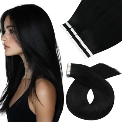 Productafbeelding van Tape-in Haarextensions van Echt Haar, Diepzwart, 35 cm