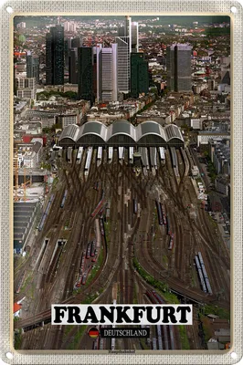 Produktbild von Blechschild Städte Frankfurt Blick auf Hauptbahnhof 20x30cm