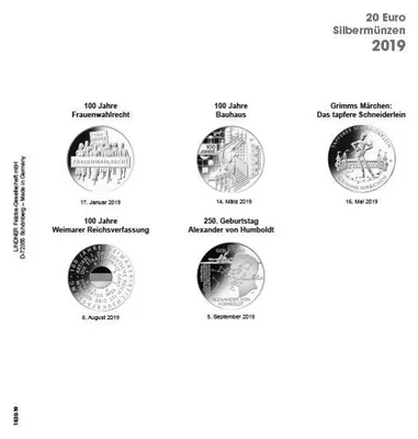 Produktbild von Lindner 1520-19 Vordruckblatt karat 20 Euro-Silbermünzen BR Deutschland 2019