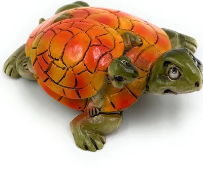 Produktbild von Onwomania Polyresin Figur zwei Schildkröten Landschildkröte Schildkröte Tier Dekofigur aus Polyresin Orange 6 cm