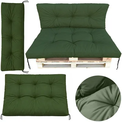 Image de Coussins de jardin pour palettes 120 x 80 + 120 x 40, imperméables, assise et dossier, vert