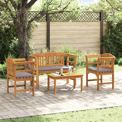 Image de Maison Exclusive - Ensemble de salon de jardin en bois d'acacia massif, comprenant 4 pièces