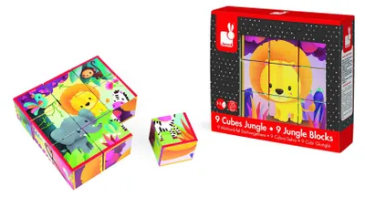 Produktbild von Janod Kubkid Motivwürfel Dschungeltiere (9 Stück)