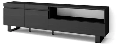 TV-Lowboard 200x57x35 cm, Schwarz, für TVs bis 80"