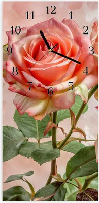 Produktbild von Wanduhr aus Glas mit Motiv Rosen Bouquet- 30 x 60 cm - inkl. Aufhängesystem