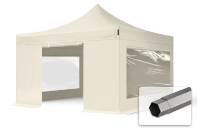 Produktbild von TOOLPORT 4x4m Stahl Faltpavillon, inkl. 4 Seitenteile, creme
