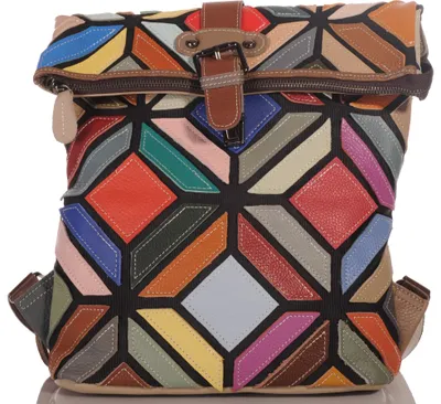 Produktbild von Handgefertigter Pachwork Design Echtleder Cyty Back Rucksack 30664