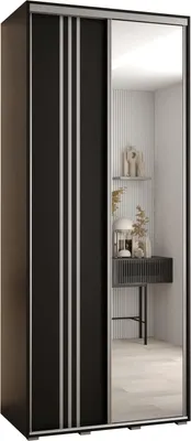 Produktbild von MEBLE KRYSPOL Davos 7 Schrank, zwei Türen - 235,2x100x60 cm - Schwarz Schwarz Silber