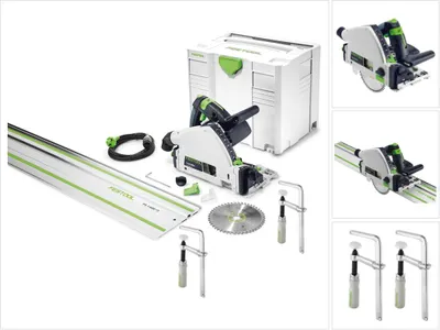 Image de Festool TS 55 REBQ-PLUS-FS Scie plongeante 1200W 160 mm + 2x serre-joints + 1x FS 1400/2 + Systainer