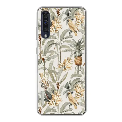 Produktbild von MuchoWow® Handyhülle Schutzhülle Hülle für Samsung Galaxy A30s Blume - Ananas - Tropisch Silikon Softcase Handy Hülle - Karteninhaber