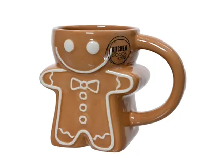 Produktbild von Tasse Keramik mit Griff 9,5cm Lebkuchenmann Braun