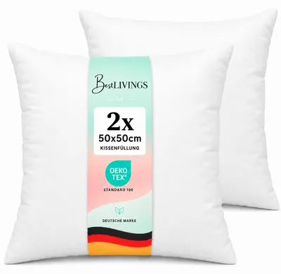 Image de Coussin de remplissage en polyester avec housse en microfibre, lot de 2, 50x50 cm