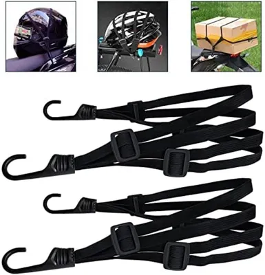 Produktbild von PolkaHome® 2 elastische Spanngurte mit Haken für Motorrad und Fahrrad, Gepäckspanner, kratzfest und schützend (60 cm + 60 cm)