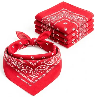 Imagen del producto de Pañuelo de algodón 100%, color rojo, paquete de 10 unidades, lavable, ideal para el uso diario y para acampar
