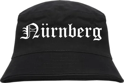 Produktbild von Nürnberg Fischerhut - Altdeutsch - bedruckt - Bucket Hat Anglerhut Hut S/M Schwarz