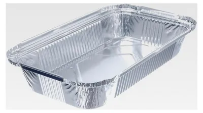 Produktbild von 100 eckige Alu-Schalen 0,8 l 218 x 155 x 38 mm