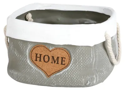 Produktbild von Keramik-Übertopf 19x12cm grau Sackoptik Blumentopf Pflanzentopf Garten Deko