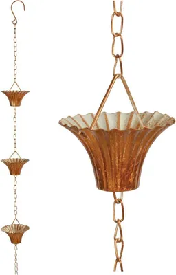 Image de Esschert Design Chaîne d'eau de pluie cuivrée ; TH87 ; 7,9x7,9x254,0 cm