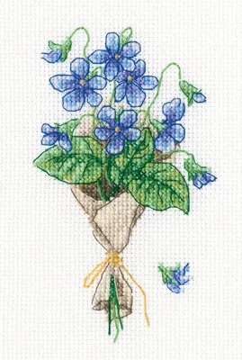 Productafbeelding van RTO Kruisstikset "Bosviooltjes" C326, telpatroon, 6,5 x 11,5 cm