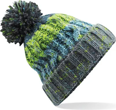 Zdjęcie produktu dla Beechfield B486 | Corkscrew Pom Beanie Czapka zimowa - Kolor: Electric Grey - Rozmiar: Jeden rozmiar
