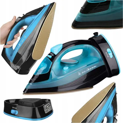 Produktbild von Kabelloses Dampfbügeleisen Mit Keramiksohle, Blau, 2400 W