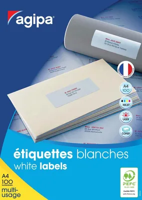 Image de Étiquettes autocollantes multifonctionnelles, 97 mm x 424 mm, blanches, lot de 1200