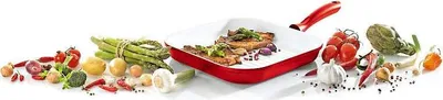 Produktbild von Steakpfanne VALENCIA 28 x 28 cm Aluguss mit weißer Ceramic-Beschichtung / Bratpfanne / Pfanne induktionsfähig / Karl Krüger / Grillpfanne