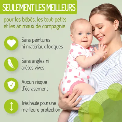Image de Barrière bébé extra plate sans seuil – Sans perçage – Merle FlatStep – BOMI – Noir – 71–79 cm