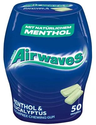 Immagine prodotto di Airwaves 602662 Airwaves MENTHOL & EUKALYPTUS Kaugummis 50 Dragees