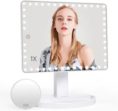 Make-up-Spiegel 45 LED, 10-fach Vergrößerung, 360° drehbar, wiederaufladbar