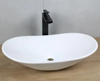 Produktbild von Keramik Waschbecken oval 640x365x130 weiß ohne Überlauf Aufsatzwaschbecken ohne Zubehör