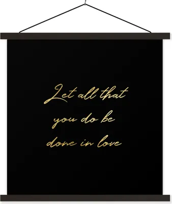 Produktbild von MuchoWow® Textilposter Zitate - Liebe - Gold - Schwarz 90x90 cm mit schwarzem Rahmen - Magnetisches