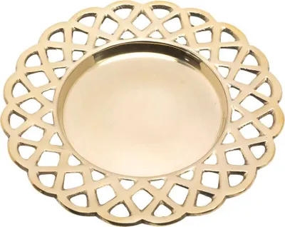 Produktbild von Kerzenteller mit Waffelrand Ø8cm Innen aus Messing Gold Kerzenhalter Dekoteller