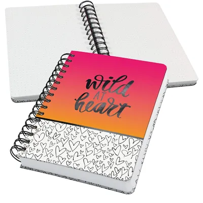 Produktbild von SIGEL JN621 Spiral-Notizbuch Jolie - Wild Hearts - punktkariert (Dot-Lineatur) - 120 g/m² - ca. A5 - schwarz, pink, orange - Hardcover - 240 S. -