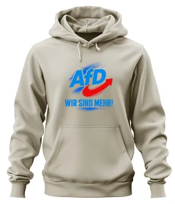 Obrázek produktu pro AfD, "Jsme více Německa", vlastenecký výrok, mikina s kapucí, přírodní barva, velikost M