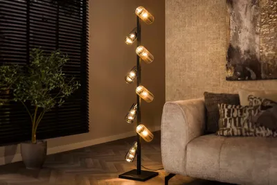 Produktbild von KAWOLA Stehleuchte MALLAWI Stehlampe 8-flammig Glas schwarz