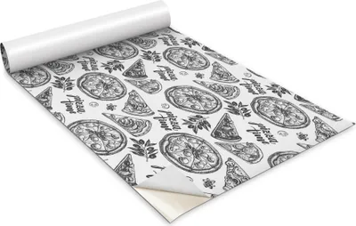 Produktbild von Selbstklebende Möbelfolie - Dekorationsfolie - Tischmöbel - Zuschneidbar - Schwarz-Weiße Pizzamotive - 100 x 50 cm