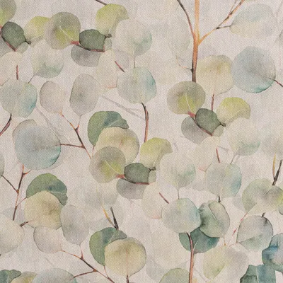 Produktbild von Dekostoff Meterware BW Digital Eucalyptus Boho Leaf Blätter natur grün