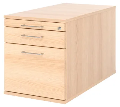 Produktbild von Rollcontainer abschließbar BxTxH 428x800x512 mm 1 x  Utensilienfach, 1 x Schublade, 1 x HR-Auszug, eiche
