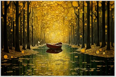 Produktbild von Wallario Wandbild Boot im goldenen Licht, Größe: 61 x 91,50 cm, Poster mit weißem Aluminiumrahmen