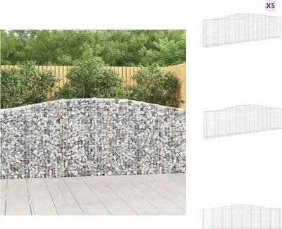 Produktbild von vidaXL Gabionen mit Hochbogen 5 Stk. 400x30x100/120cm Verzinktes Eisen -  Blumentöpfe & Pflanzgefäße