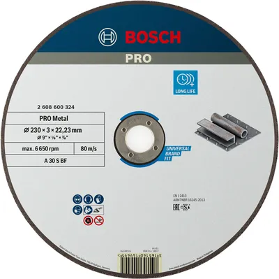 Image de Disque à tronçonner aggloméré PRO métal 230x3x22,23mm - BOSCH - 2608600324